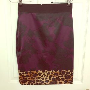 Floral and cheetah print pencil skirt - size XS